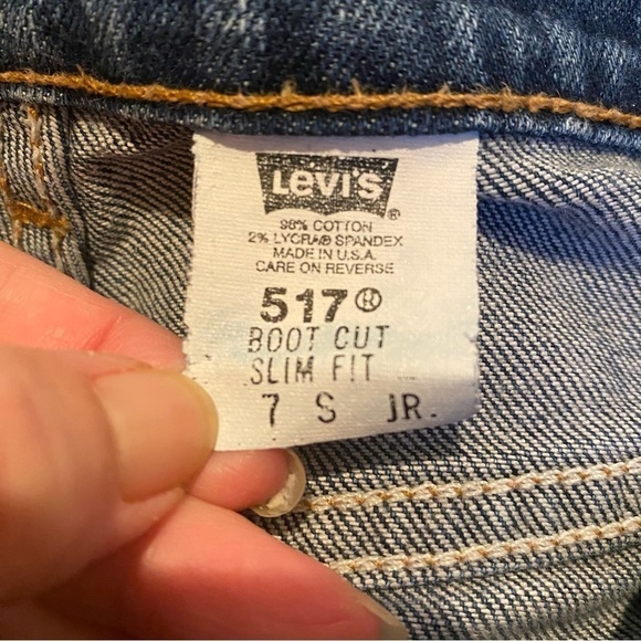 Vintage LEVI’S 517 Blue Boot Cut Slim Fit Jeans Size 7 Junior-Fit Women 24/25 - Picture 9 of 10